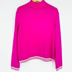 St. John Vintage Pink Santana Knit Long Sleeve Button Side Turtle Neck Sweater M